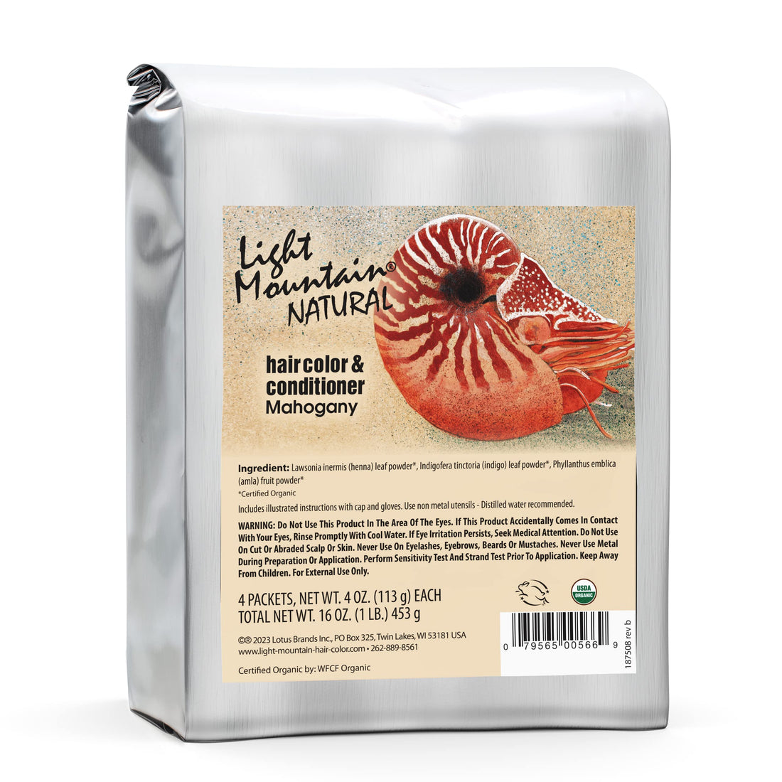 Light Mountain Natural Bulk Hair Color and Conditioner, Mahogany, 16 Ounce