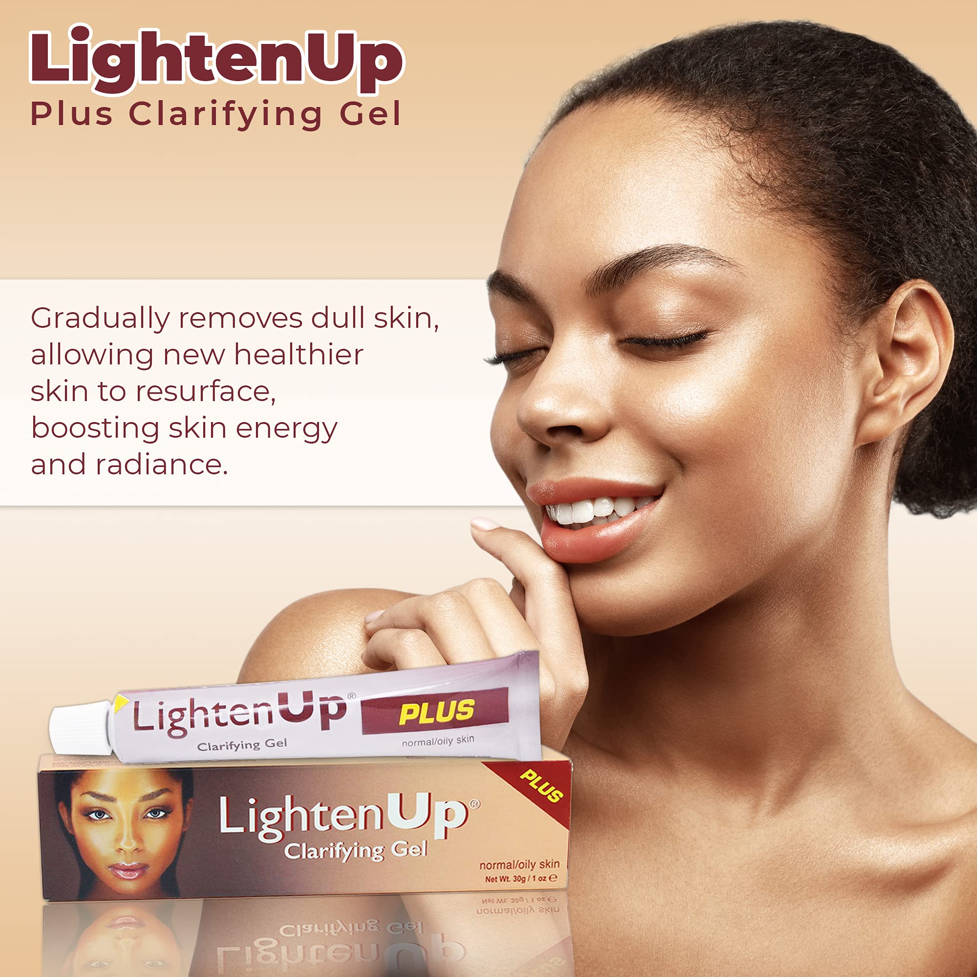 LightenUp Plus Clarifying Gel - 1 fl oz / 30 ml - Brightening Cream for Knuckles, Elbows, Hands, Armpits, with Alpha Arbutin, Fruity Tamarind Extract