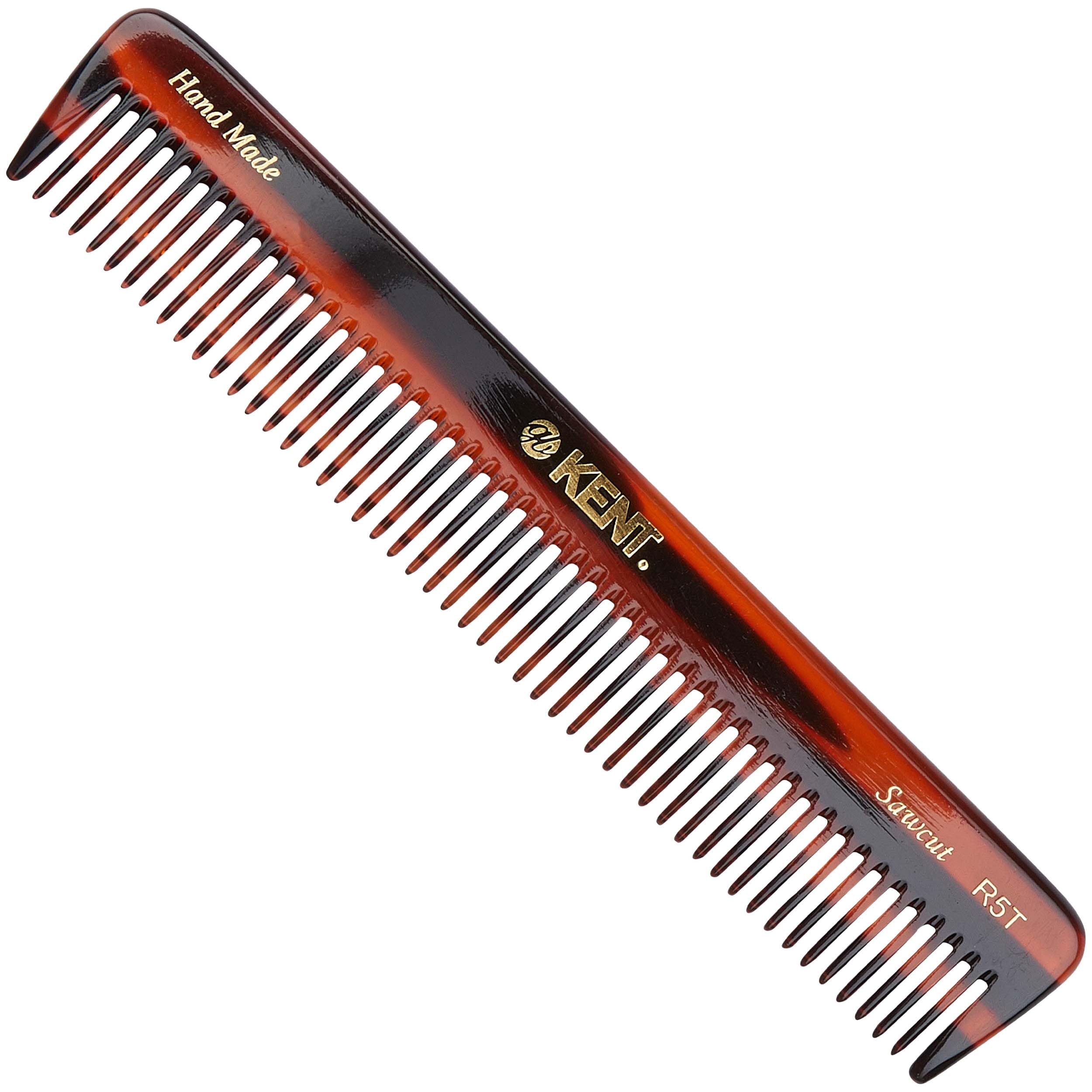 Kent R5T 6 1/2 175mm Handmade Saw-Cut Coarse Toothed Grooming and Detangling Dressing Hair Comb (2 PACK)