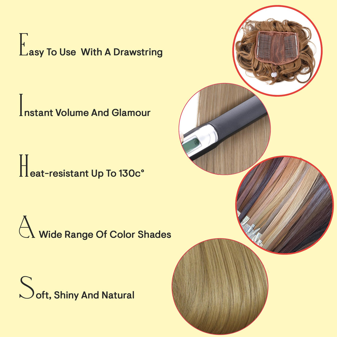 Prettyshop Hairpiece-Bun PRETTYSHOP BUN Up Do Hair Piece Hair Ribbon Ponytail Extensions Draw String Scrunchie Wavy Messy Voluminous Red mix # 2T113A HK113