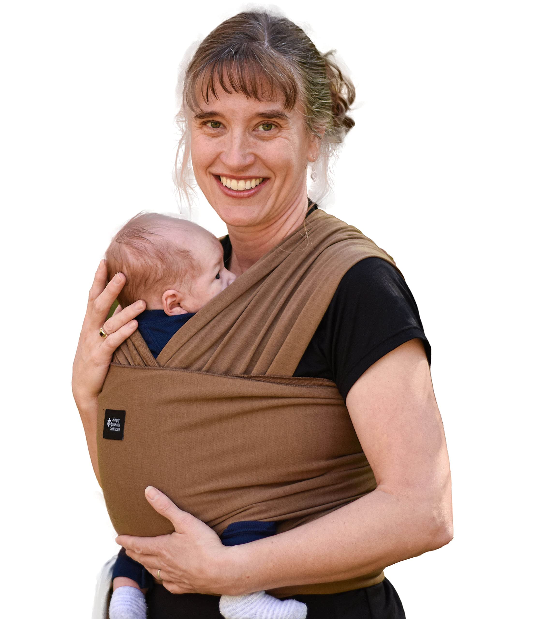 Baby Wrap Carrier Soft, Stretchy, Cotton Baby Wrap, Baby Sling, Nursing Cover Up for use with Newborn-Toddler: Evenly distributes Weight for More Comfortable Carrying (Brown)