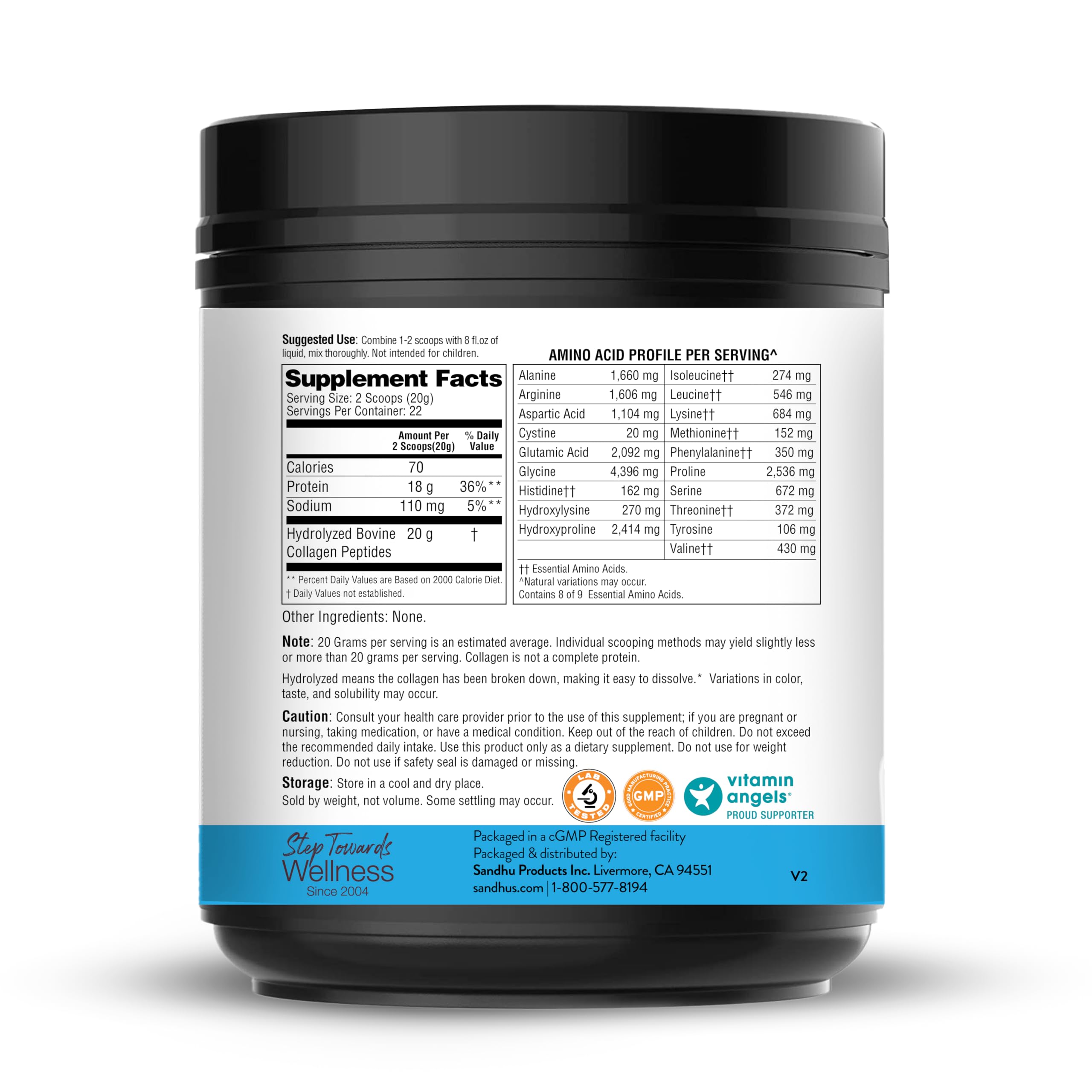 Sandhu's Collagen Peptides Powder|1 lb, 22 Servings Unflavored| Grass-Fed Hydrolyzed Bovine Collagen |Made in USA| Supports Youthful Skin, Hair, Nails, Mobility, Flexibility, Joint & Bone Health