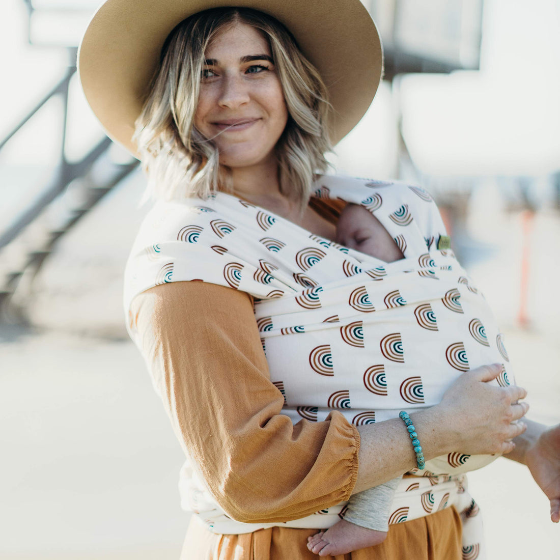 Boba Baby Wrap Carrier - Original Baby Carrier Wrap Sling for Newborns - Baby Wearing Essentials - Newborn Wrap Swaddle Holder, Newborn to Toddler Infant Sling (Serenity Rainbows)