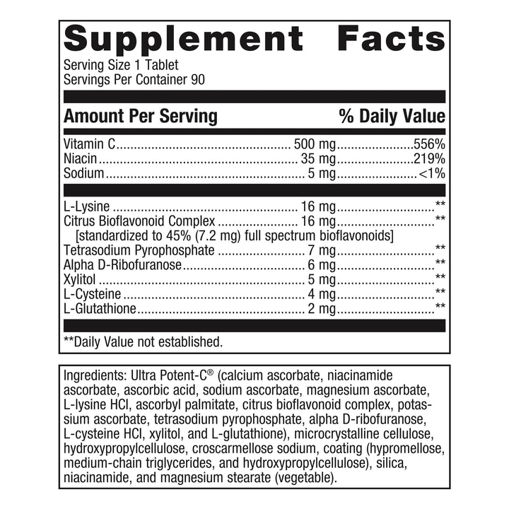 Metagenics Ultra Potent-C 500 Vitamin C - Gentle, Buffered Vitamin C Supplement - Immune Support Supplement* - Ascorbic Acid - 90 Tablets