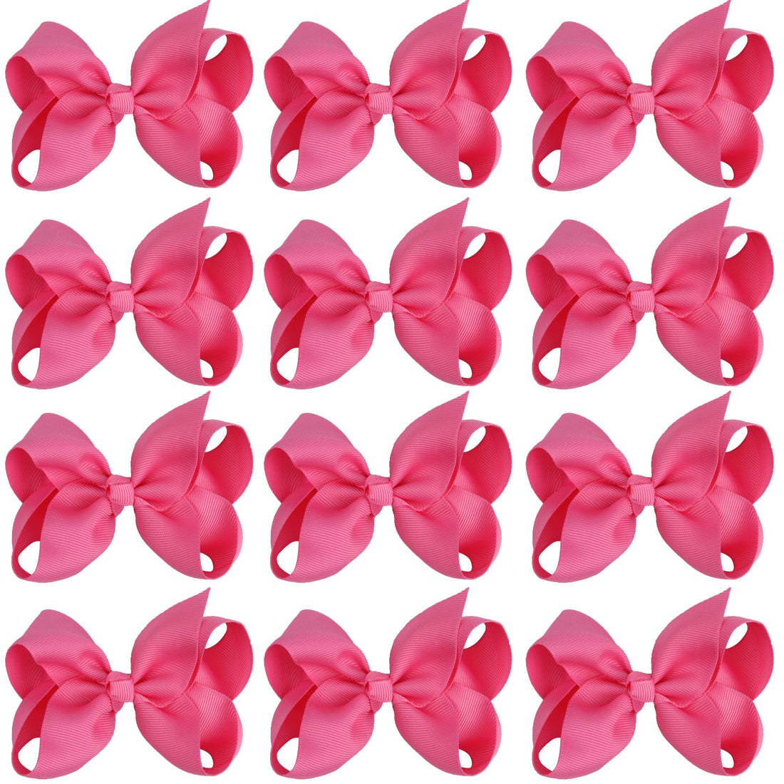 4 Inch Boutique Girls Hair Bows Hair Clips for Baby Girls Toddlers 12 Pcs Solid Color (Hot pink)
