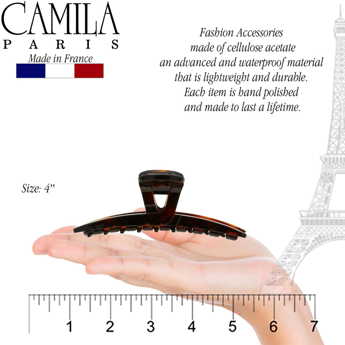 Camila Paris - CP2371, CLIP Medium NARROW, DOUBLE TEEHT, Tortoise