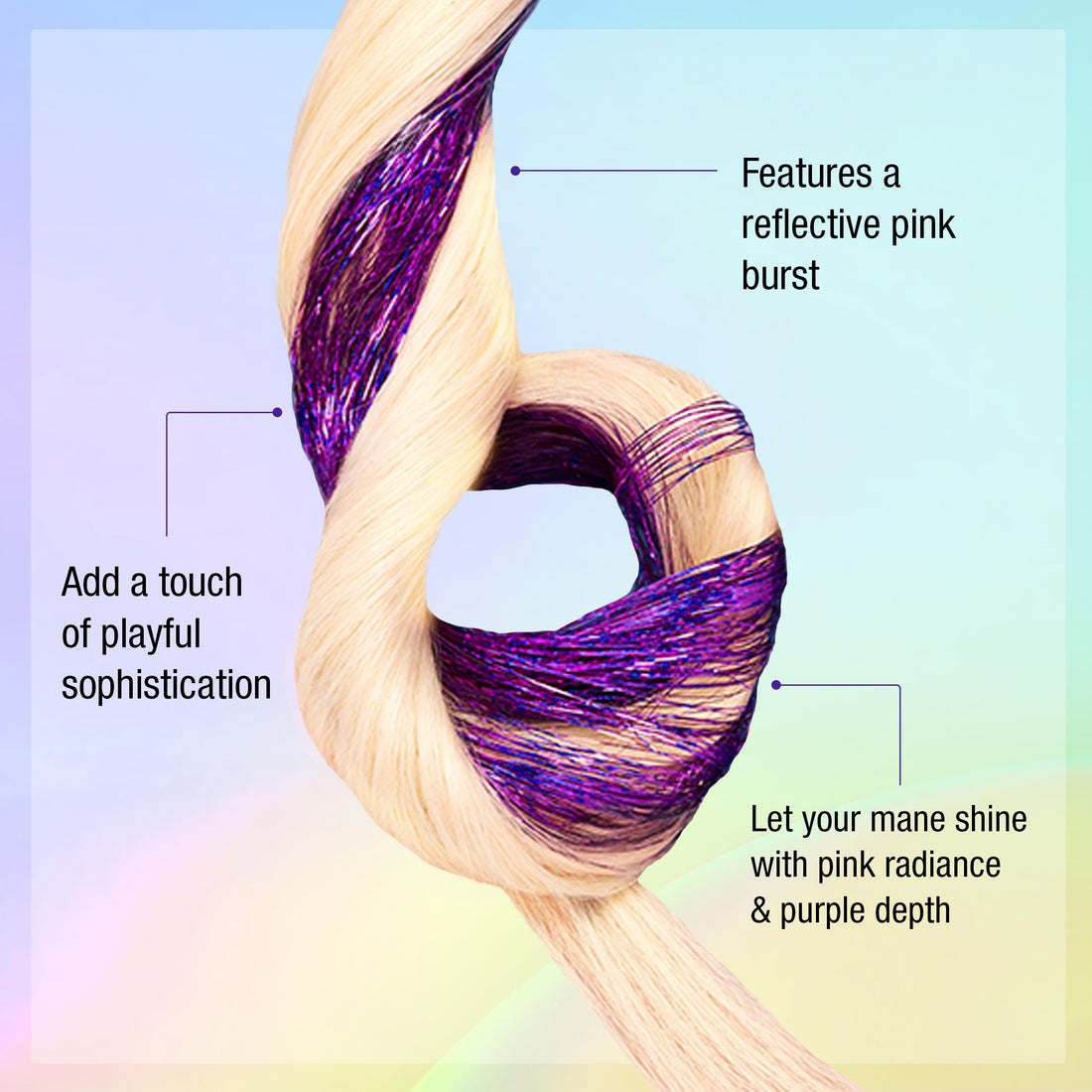 Punky Mane Hair Tinsel - Celestial Purple, 13-inch Glitter Fairy Tinsel Hair Extensions, Easy Clip-In Strands for Parties & Special Occasions, Heat Resistant, 6 Pieces, 1-pack