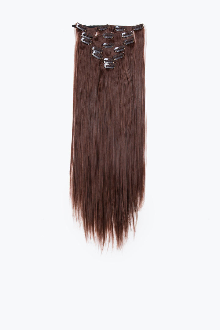 Dark Auburn-33# : SWACC Women 22 Inches Straight Full Head 7 Separate Pieces Heat Resistance Synthetic Hair Clip in Hair Extensions (Dark Auburn-33#)