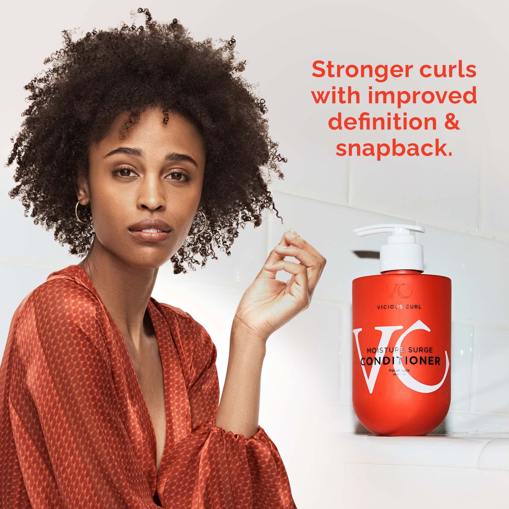 VICIOUS CURL Moisture Surge Conditioner For All Types of Curly Hair – Re-Coils Damaged Curls, Softens, Detangles, Moisturizes & Detangling, 12 FL Oz