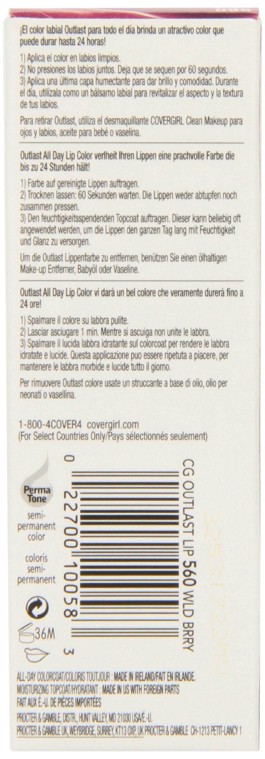CoverGirl Outlast All Day Two Step Lipcolor, Berry 560, 0.13 Ounce
