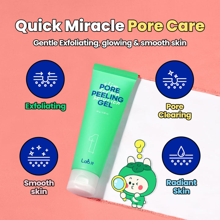 Lab.it Pore Face Scrub | Exfoliating Face Wash & Peeling Gel, Deep Pore Cleanser & Facial Exfoliator for Sebum Control, Dead Skin Cells Remover with Vitamin C for Radiant Complexion (80g / 2.82 oz.)