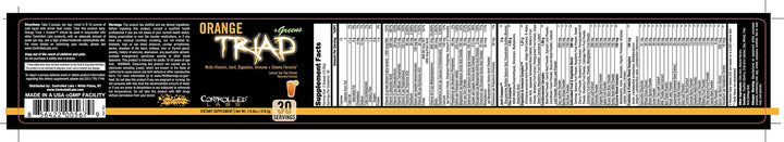 CONTROLLED LABS Orange Triad Plus Greens for Men and Women, 30 Servings Iron Free Sports Supplement for Overall Health, Multivitamin, Digestion, Immune System, and Joint Health