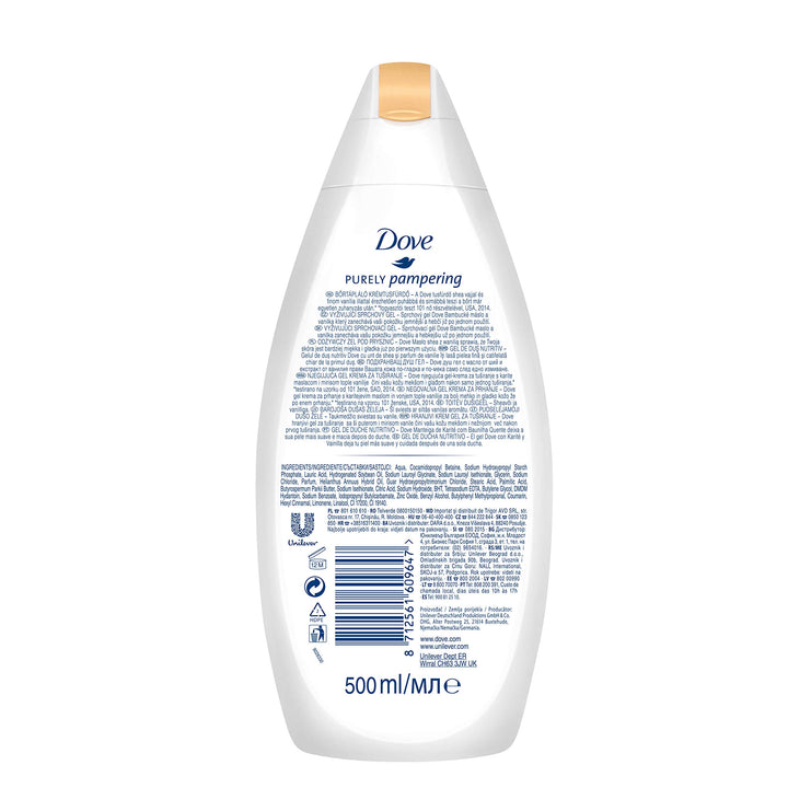 Dove Purely Pampering Body Wash, Shea Butter with Warm Vanilla, 16.9 Ounce/500 Ml (Pack of 4)