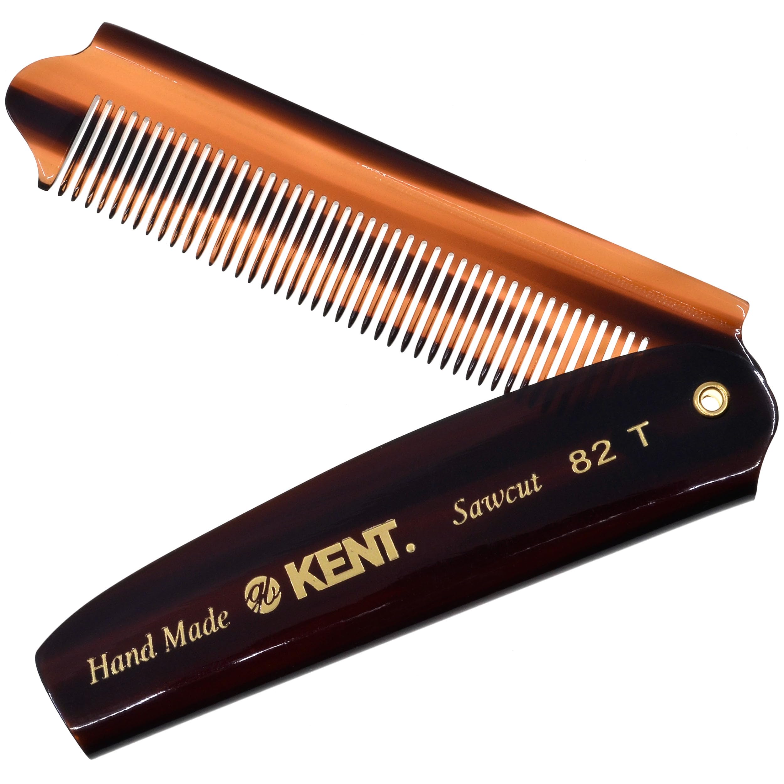 Kent Authentic Handmade Super fine Folding Comb, Dark Brown, 90mm