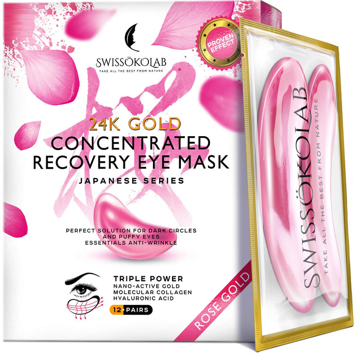 Eye Pads 24k Rose Gold Eye Mask Anti-Aging Hyaluronic Acid Eye Patches Pink Under Eye Mask for Moisturizing & Reducing Dark Circles Puffiness Wrinkles