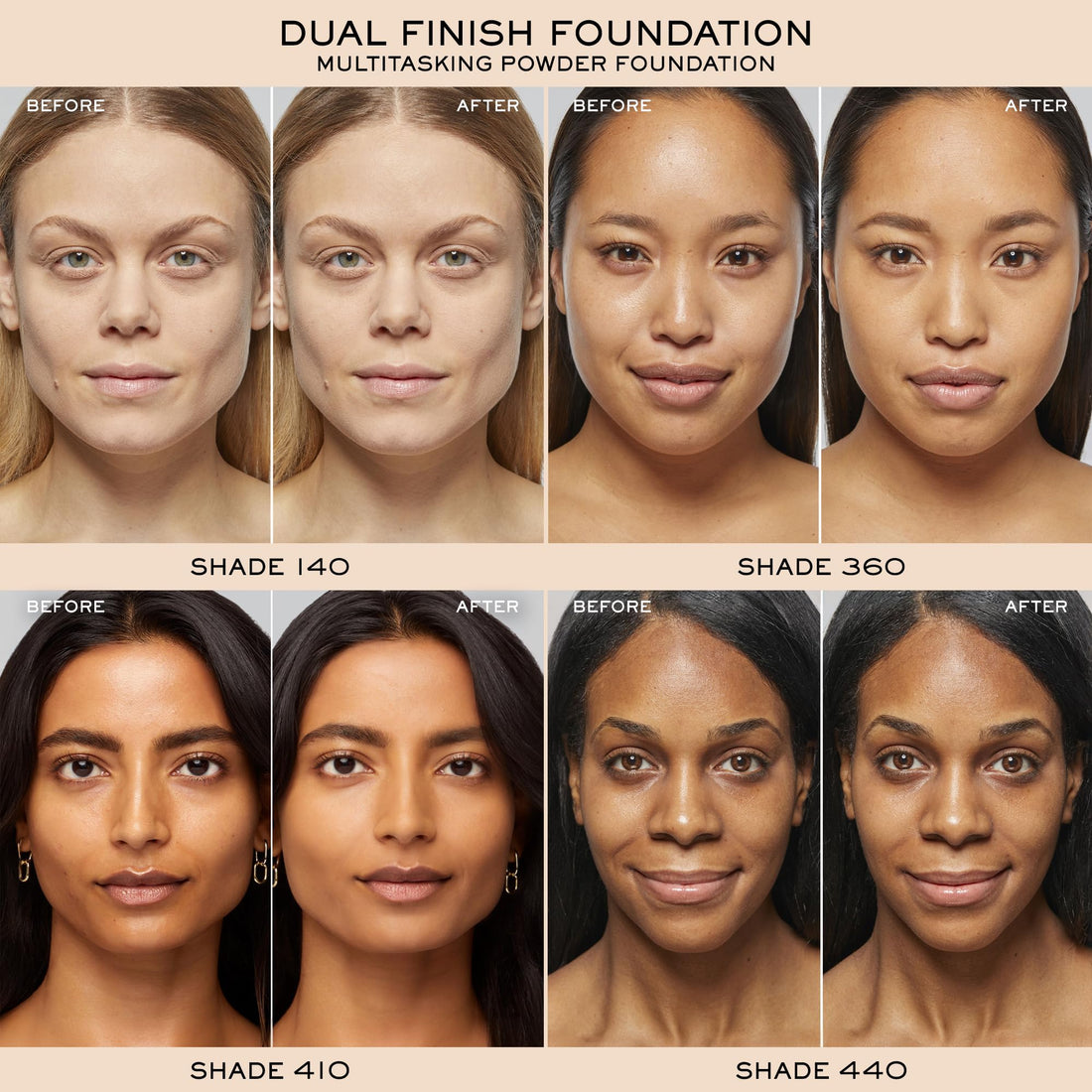 Lancôme Dual Finish Powder Foundation - Buildable Sheer to Full Coverage Foundation - Natural Matte Finish - 220 Buff II Cool