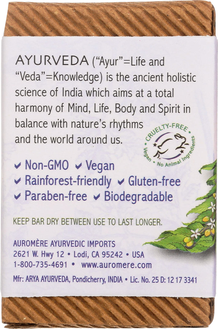 Auromere Ayurvedic Bar Soap Lavender-Neem 2.75 Oz