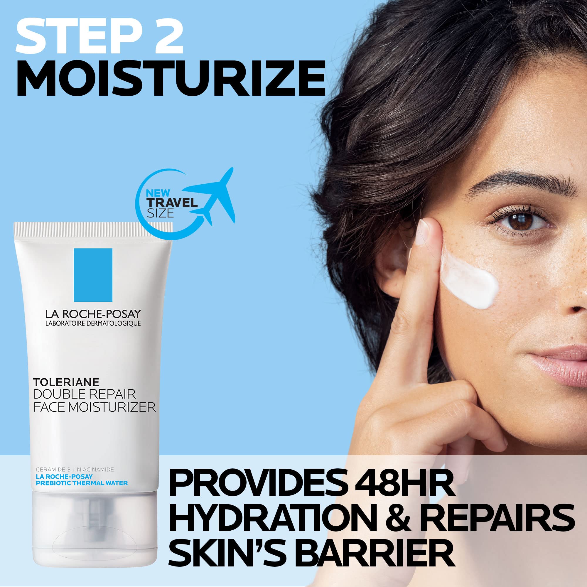 La Roche-Posay Toleraine Skin Care Set, Double Repair Face Moisturizer 40ml & Hydrating Gentle Cleanser 400ml, Oil Free Moisturizer & Face Wash, Formulated with Niacinamide