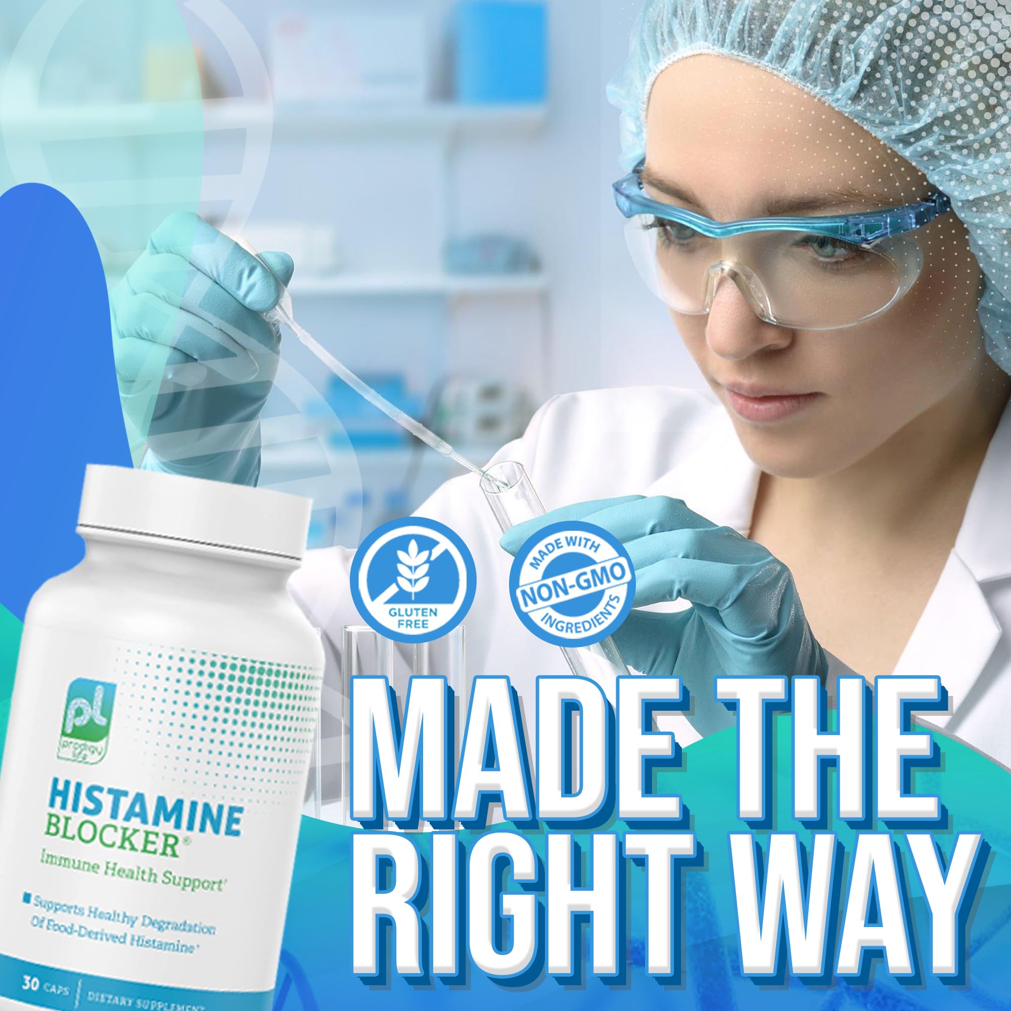 Premium Histamine Block Supplement - Advanced Blocker with Diamine Oxidase (DAO) Enzyme - Supports Breakdown of Histamine for Food-Derived Intolerance - 30 ct