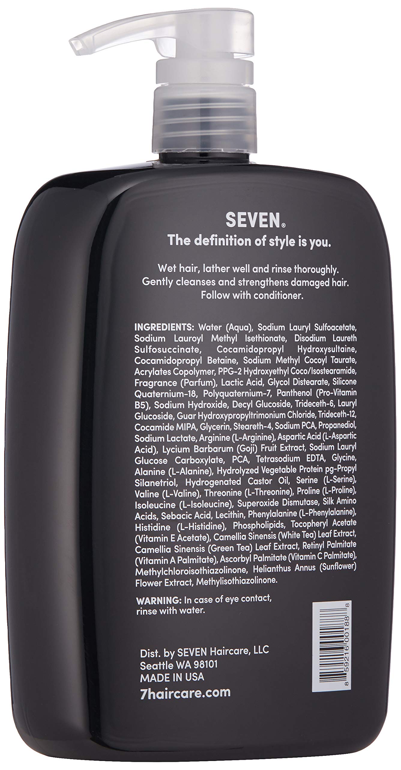 SEVEN Haircare KENTE BOND Shampoo for Split Ends + Damaged Hair, Sulfate Free, Cruelty Free with Green Tea, Guar & Pro Vitamin B5 for Men & Women, Made in USA, 32 oz.