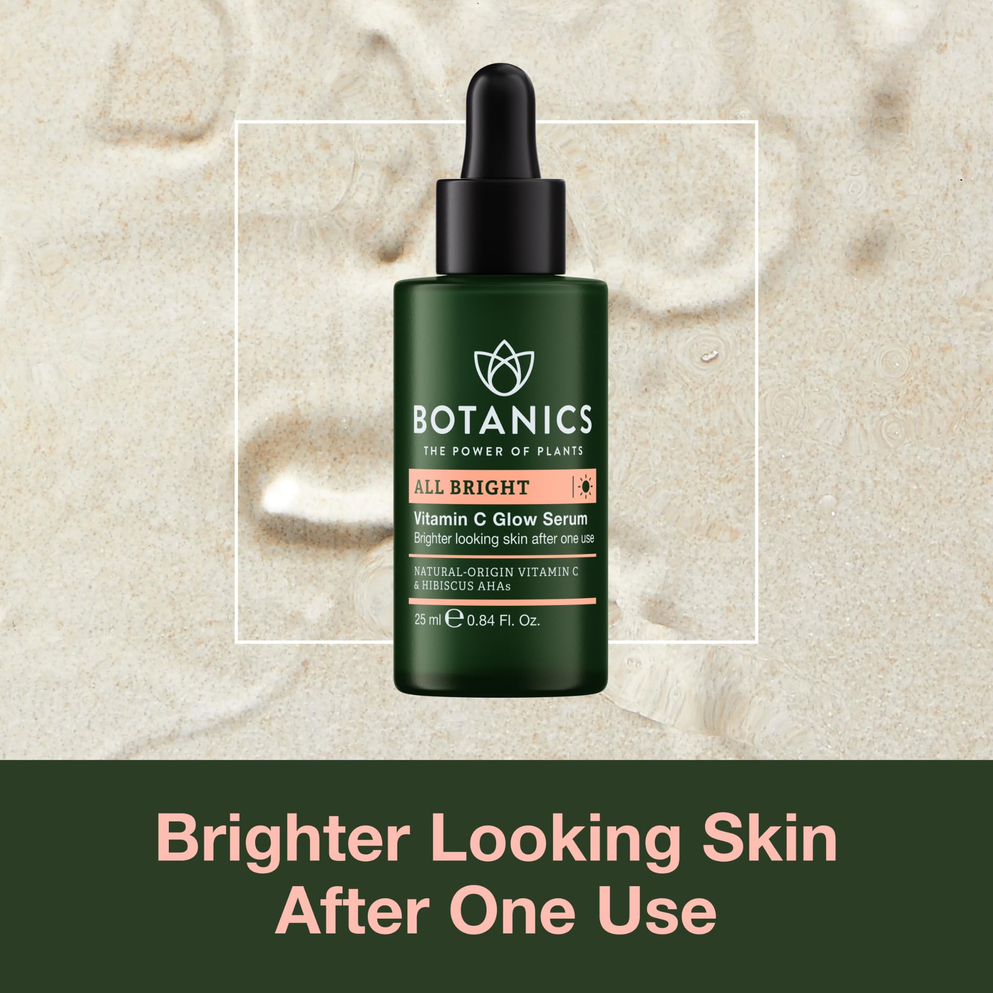 Botanics Vitamin C Face Serum - All Bright Glow Serum with Natural-Origin Vitamin C - Encourage Brighter, More Even-Looking Skin - Vegan & Cruelty-Free Skin Care - Pair with Sunscreen (1 Fl Oz)