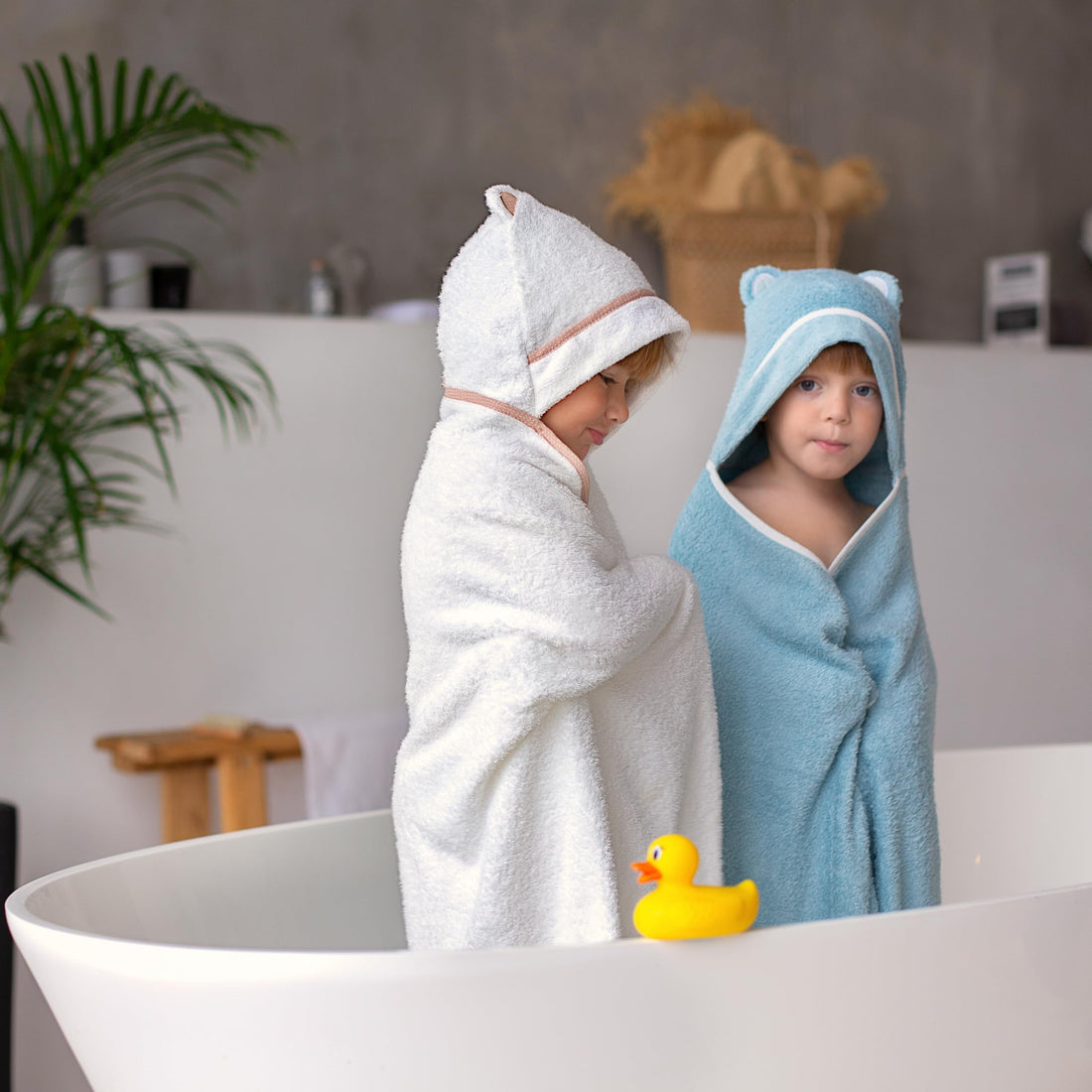 Premium Toddler Towels with Hood | Rayon Made from Bamboo Toddler Bath Towel | Large Hooded Towels for Toddlers | Toddler Towels for Girl Boy (White)