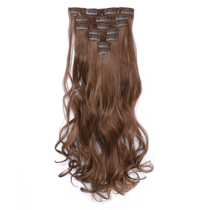 Dark Brown/Medium Auburn Mixed-4/30# : SWACC Women 20 Inches Curly Full Head 7 Separate Pieces Heat Resistance Synthetic Hair Clip in Hair Extensions (Dark Brown/Medium Auburn Mixed-4/30#)