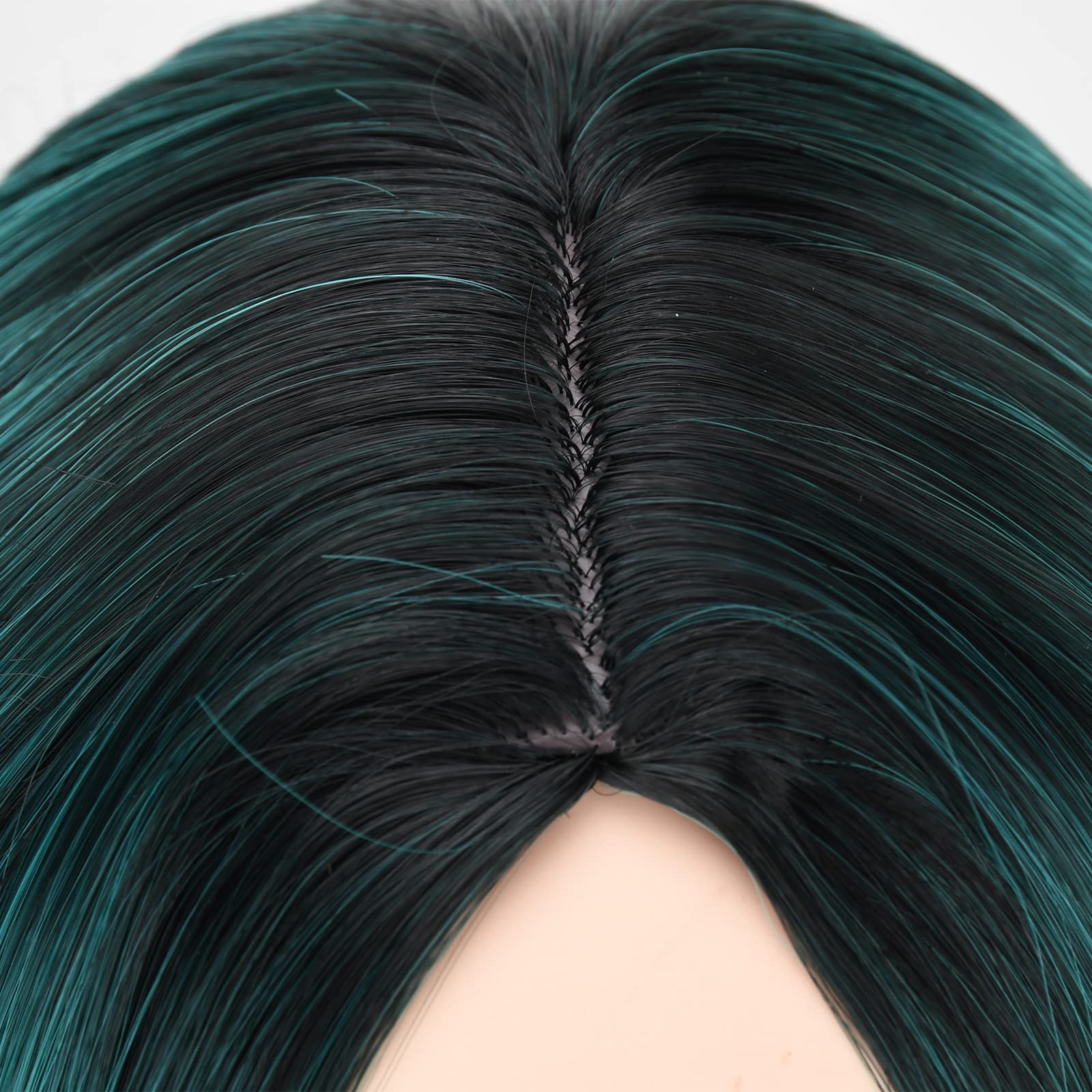 #1B/Blue: Ahairbeauty Ombre Color Short Bob Straight Synthetic None Lace Hair Wigs Dark Roots For Women (Black &Aqua Blue) (#1B/Blue)