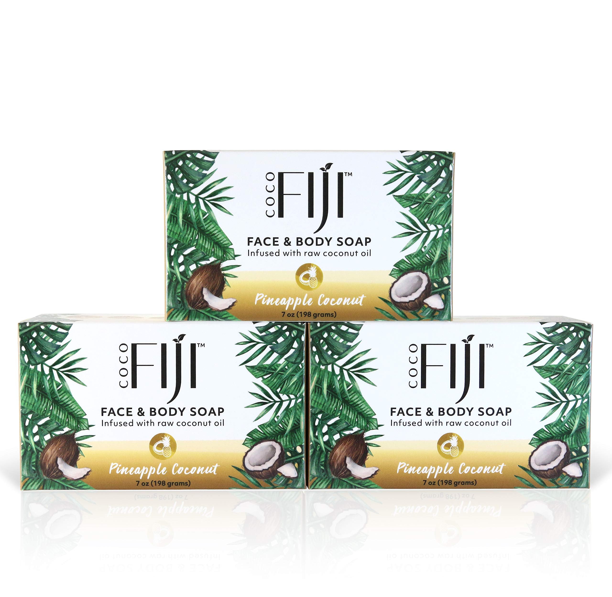 Coco Fiji, Coconut Oil Infused Soap, Pineapple Coconut 7oz (3pk)