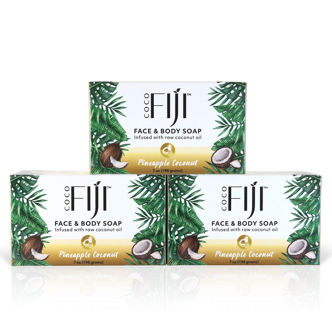Coco Fiji, Coconut Oil Infused Soap, Pineapple Coconut 7oz (3pk)