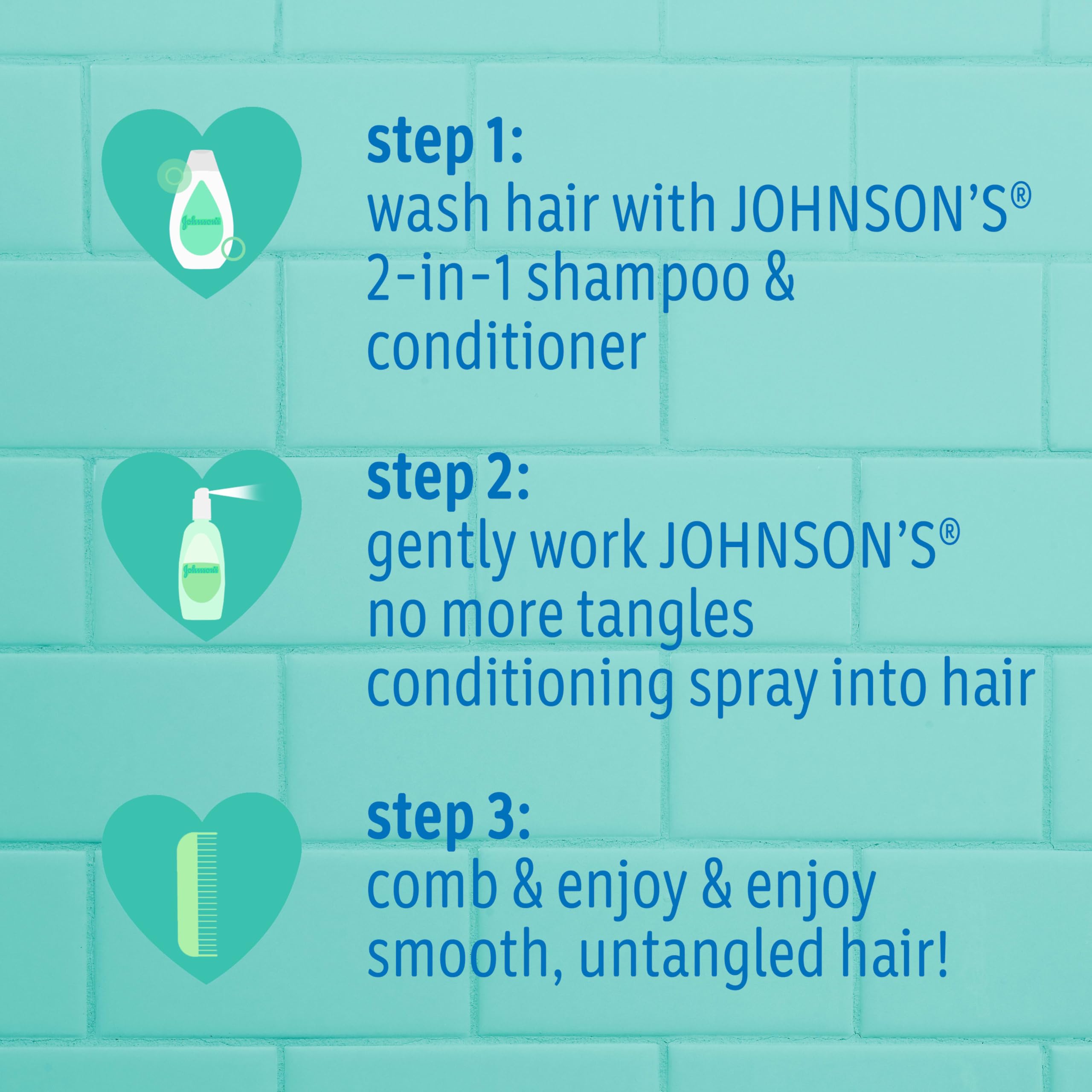 Johnson's Kids No More Tangles 2-in-1 Detangling Shampoo & Conditioner for Kids & Toddlers, Gentle & No More Tears, Hypoallergenic & Free of Parabens, Sulfates & Dyes, 20.3 fl. oz