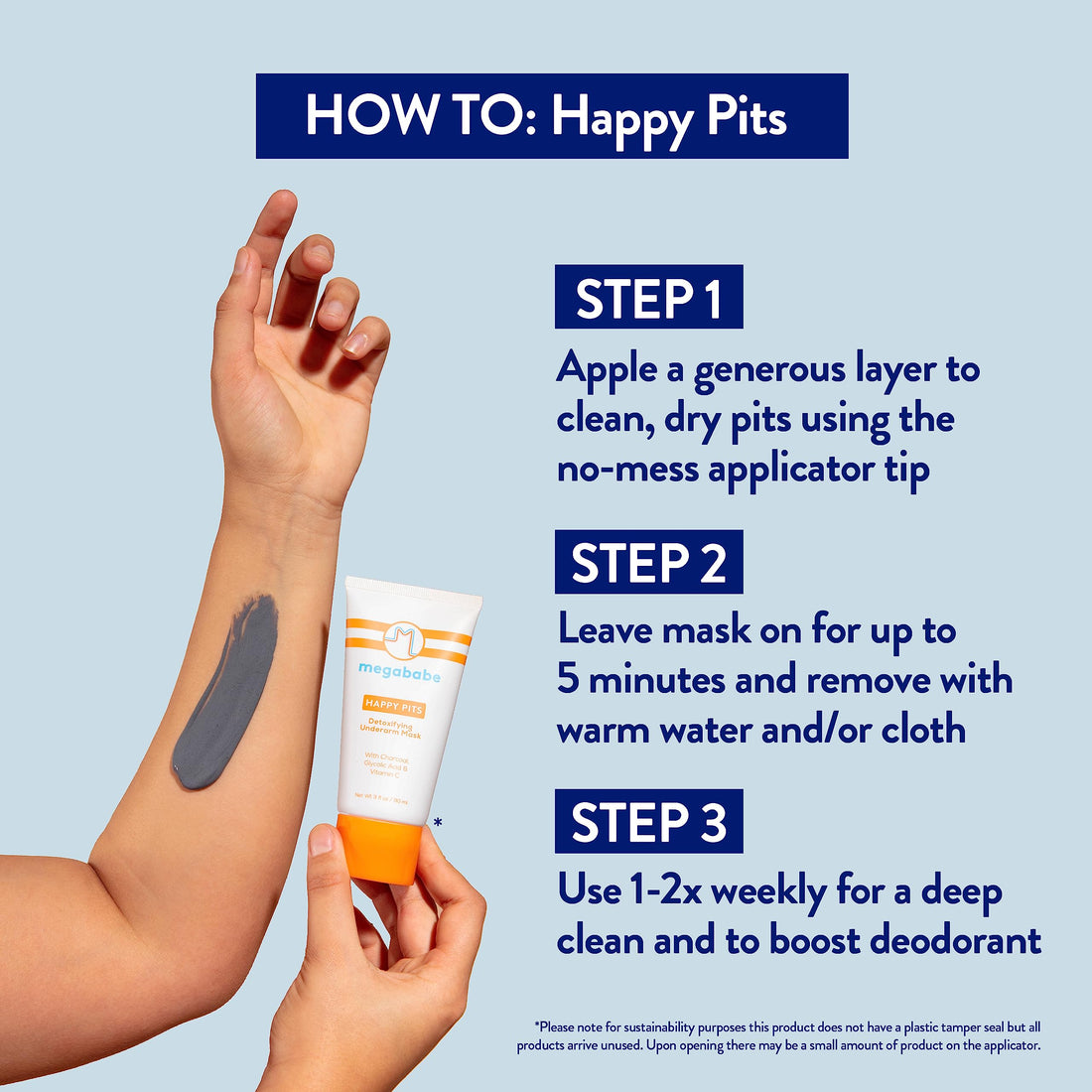 Megababe Happy Pits Detoxifying Underarm Mask with Charcoal, Glycolic Acid & Vitamin C
