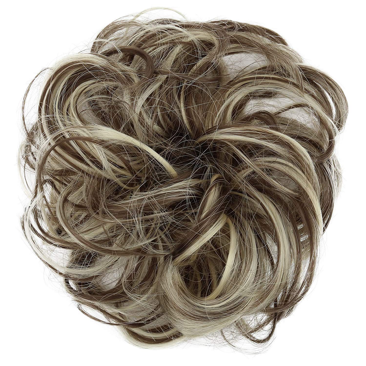 sandy blonde grey mix 12H88 G38A : PRETTYSHOP Scrunchie Scrunchy Bun Up Do Hair piece Hair Ribbon Ponytail Extensions Wavy Curly or Messy Verious Colors (sandy blonde grey mix 12H88 G38A)