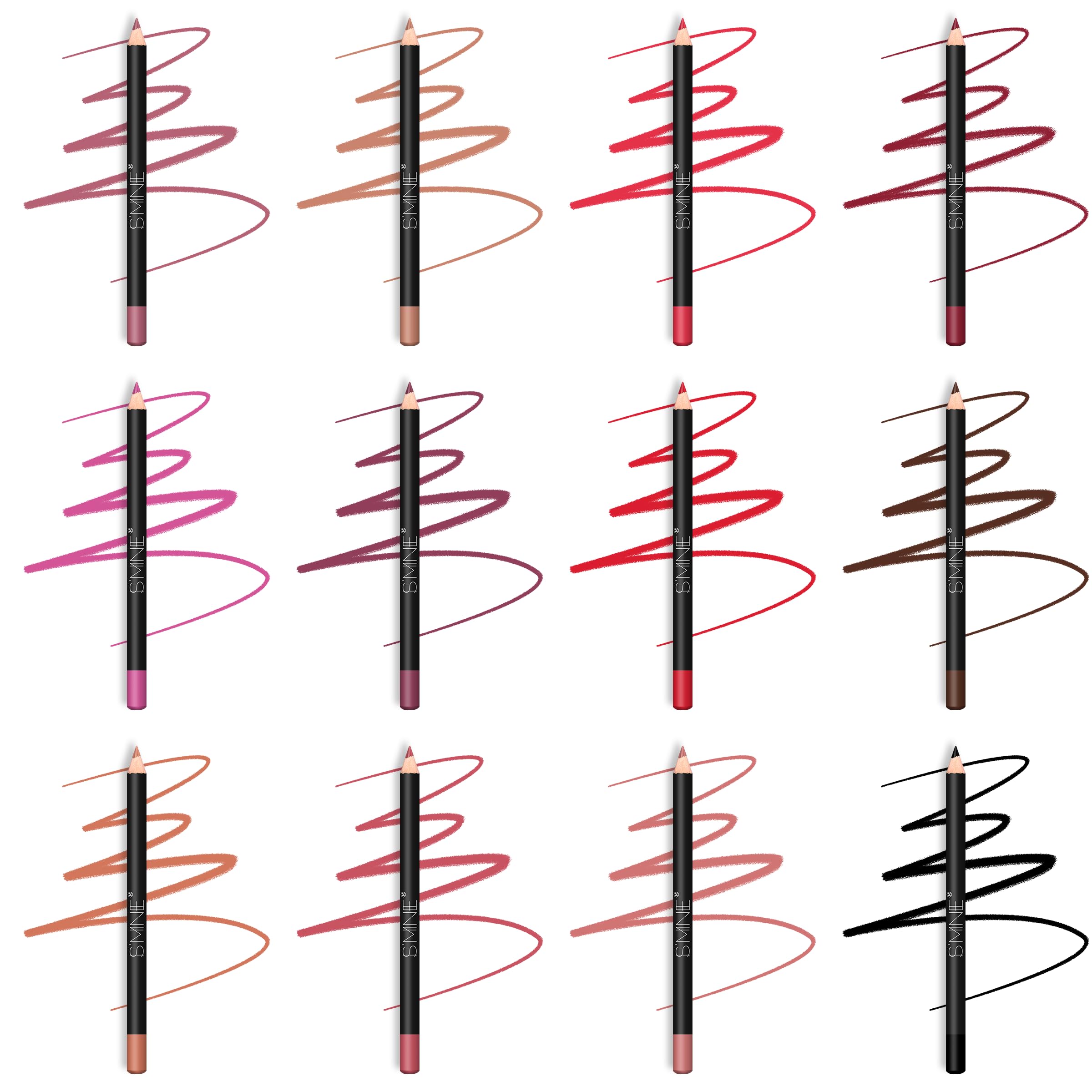 IS'MINE 12PCS Lip Liner Pencil, Nice Color Precise Lining Creamy formula Versatile Long Wood Eyeliner Lip Lining kit (Set A)