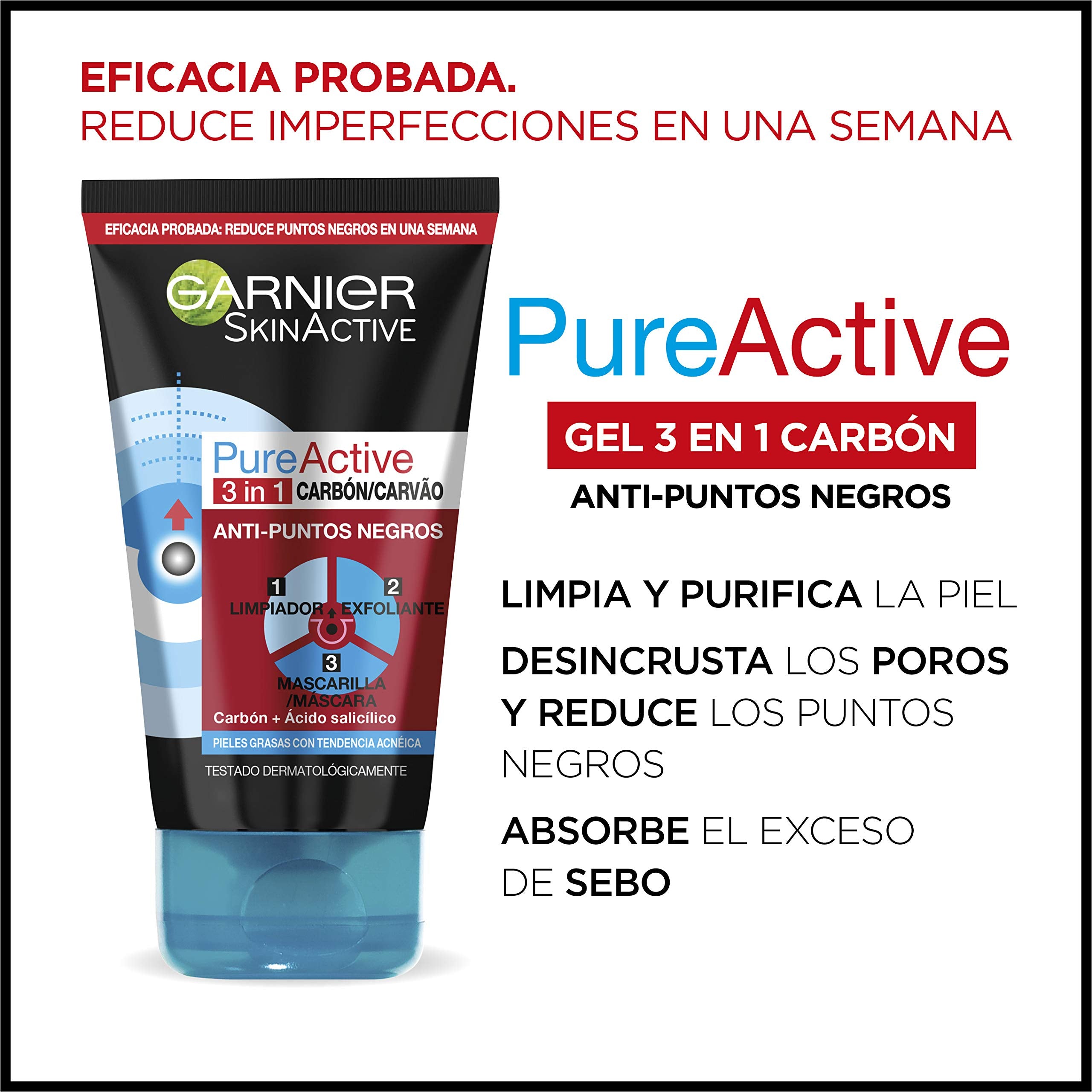 Pure Active Limpiador 3EN1 CARBÓN 150Ml