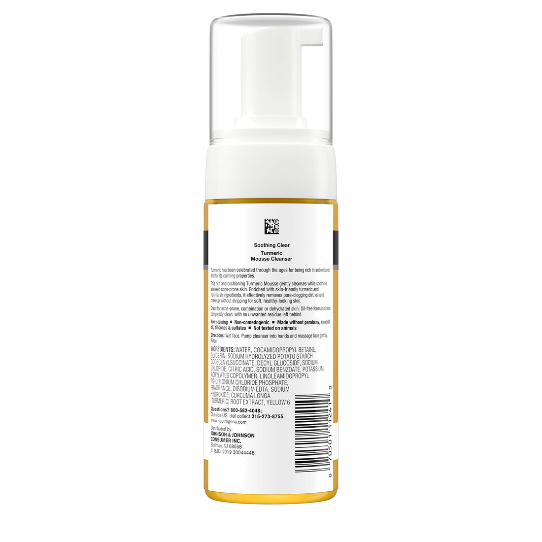 Neutrogena Soothing Clear Calming Mousse Facial Cleanser with Soothing & Calming Turmeric, Gentle Face Wash for Acne-Prone Skin, Paraben-Free, Oil-Free, Not Tested on Animals, 5 fl. oz