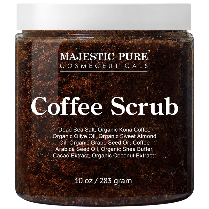 Majestic Pure Arabica Coffee Scrub - All Natural Body Scrub for Skin Care, Stretch Marks, Acne & Cellulite, Reduce the Look of Spider Veins, Eczema, Age Spots & Varicose Veins - 10 Ounces : Single Pac
