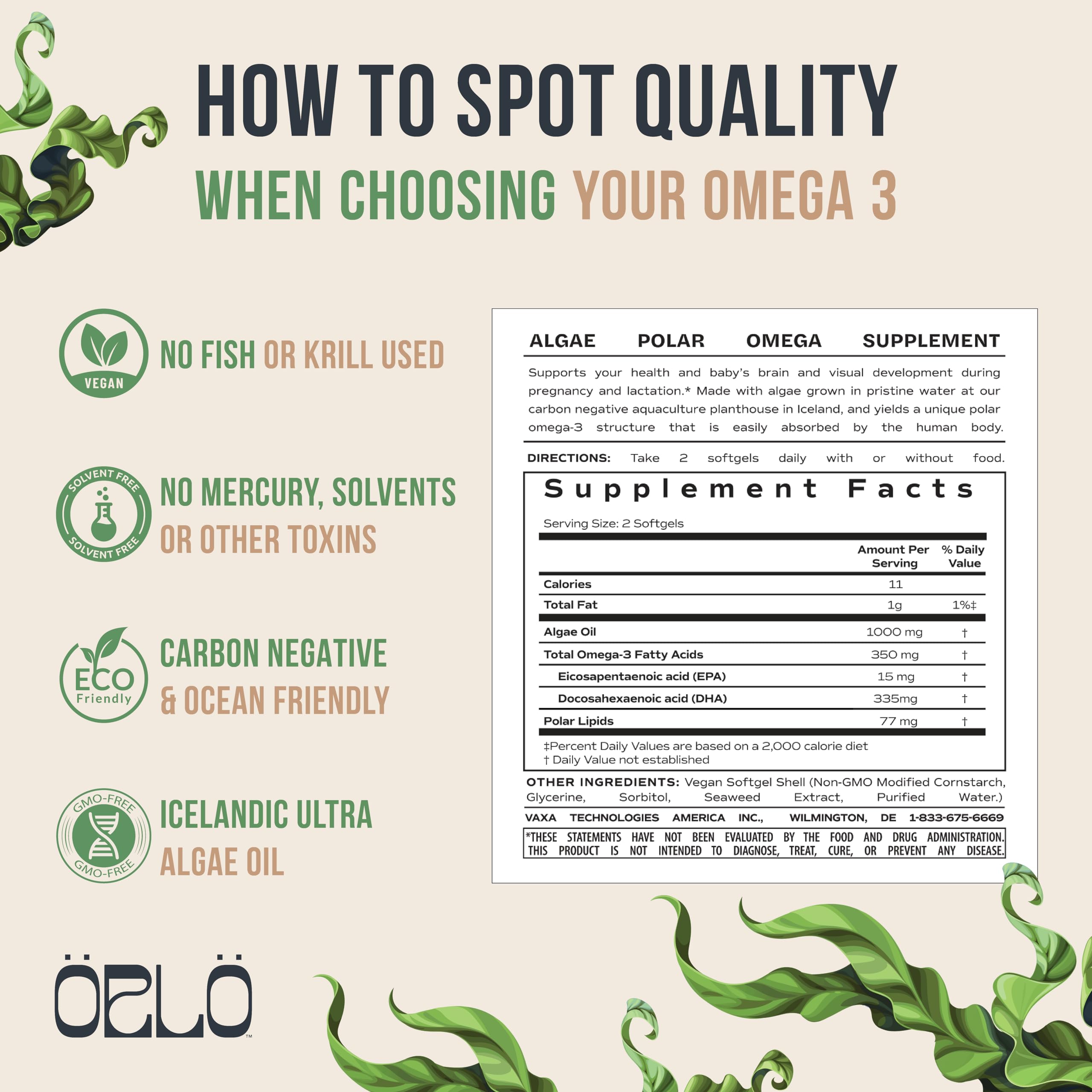 Orlo PRENATAL DHA - Prenatal DHA Omega 3 Supplement - Triple Strength Omega3s - Vegan DHA & EPA Algae Omega-3 Oil - Supports Brain Development During Pregnancy & Lactation (60 Mini Softgels Kit)