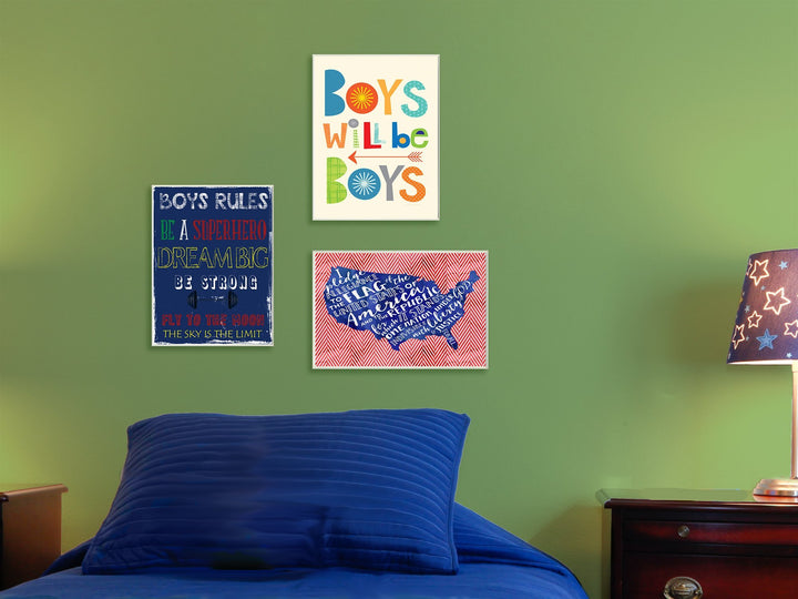The Kids Room by Stupell Boys Rules The Sky Is The Limit Wall Plaque Art