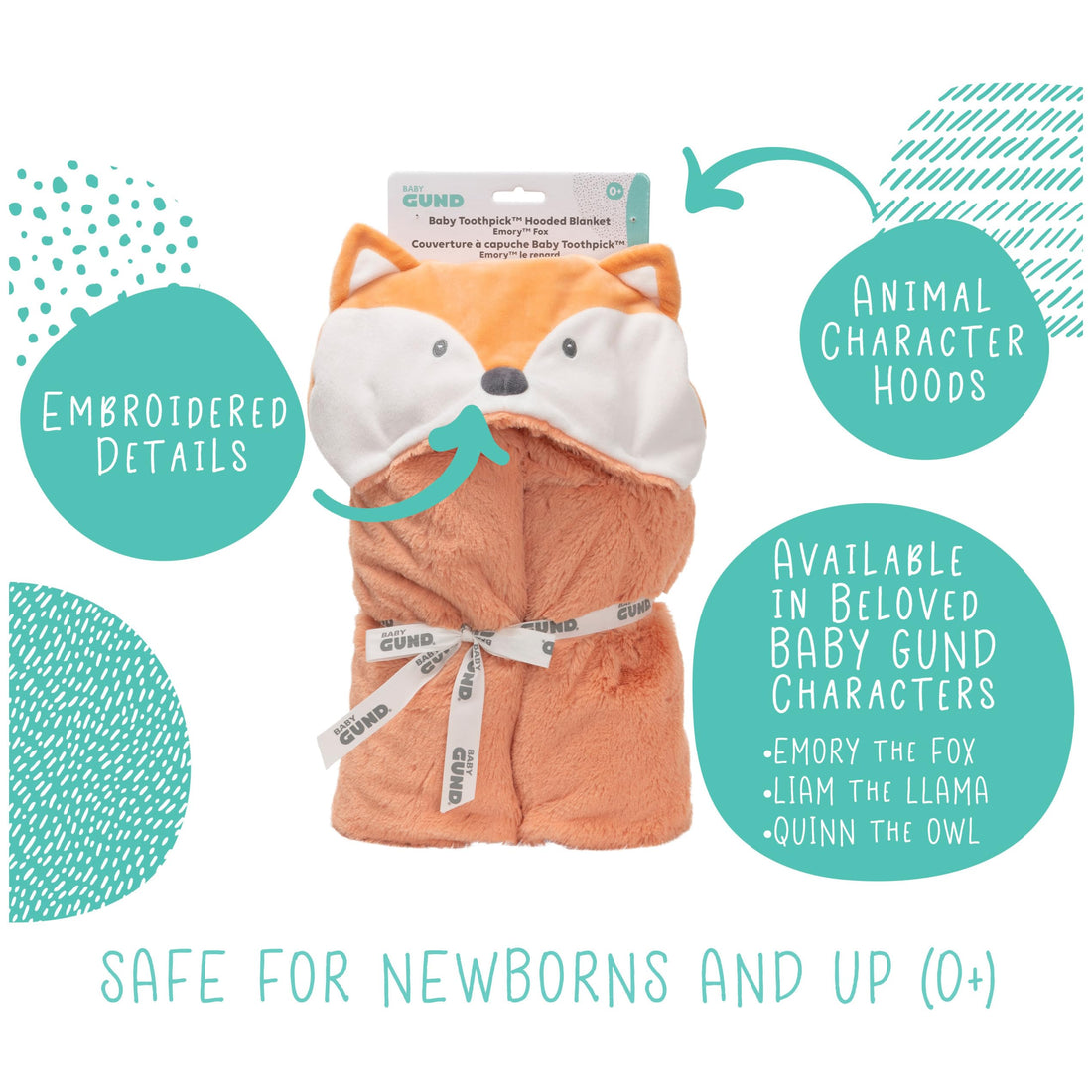 GUND Baby Lilââ‚¬â„¢ Luvs Hooded Blanket, Emory Fox, Ultra Soft Plush Security Blanket for Babies and Newborns