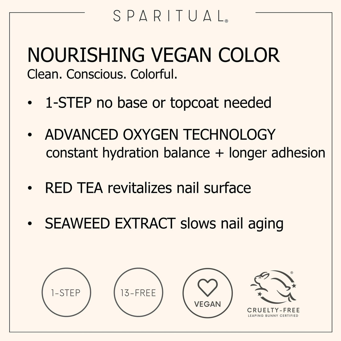 SPARITUAL Nourishing Vegan Nail Color | Inner Peace 0.5 fl oz | One-Step Nail Polish Formula