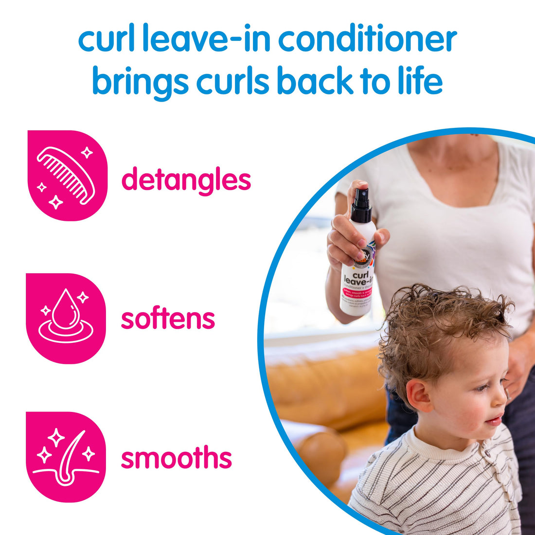 SoCozy Leave In Conditioner Spray (8 Fl Oz, Pack of 2) Detangler for Kids' Curly Hair, Tangle-Free Curls, Gentle & Nourishing with Keratin, Vitamin B5, Olive & Jojoba Oil, Paraben-Free