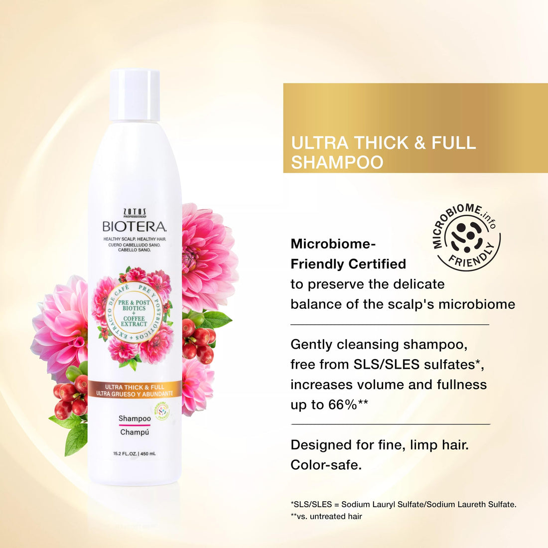 Biotera Ultra Thick & Full Volumizing Shampoo | Fine or Limp Hair | Microbiome Friendly | Vegan & Animal Test Free | Paraben & Sulfate Free | Color-Safe | 32 Fl Oz