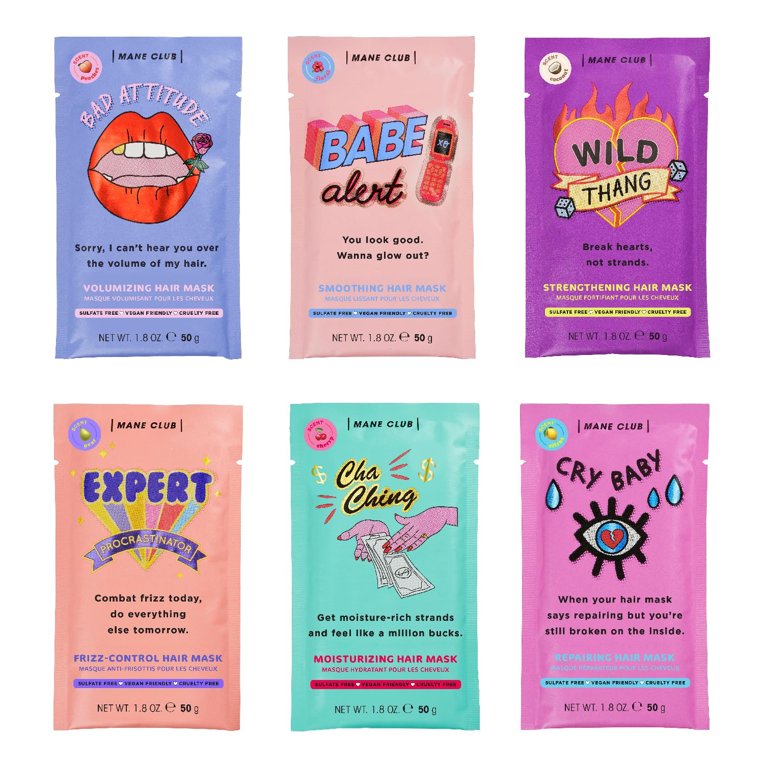 MANE CLUB Variety Pack Deep Conditioner, cruelty free, vegan, no sulfates or parabens — Pack of 6