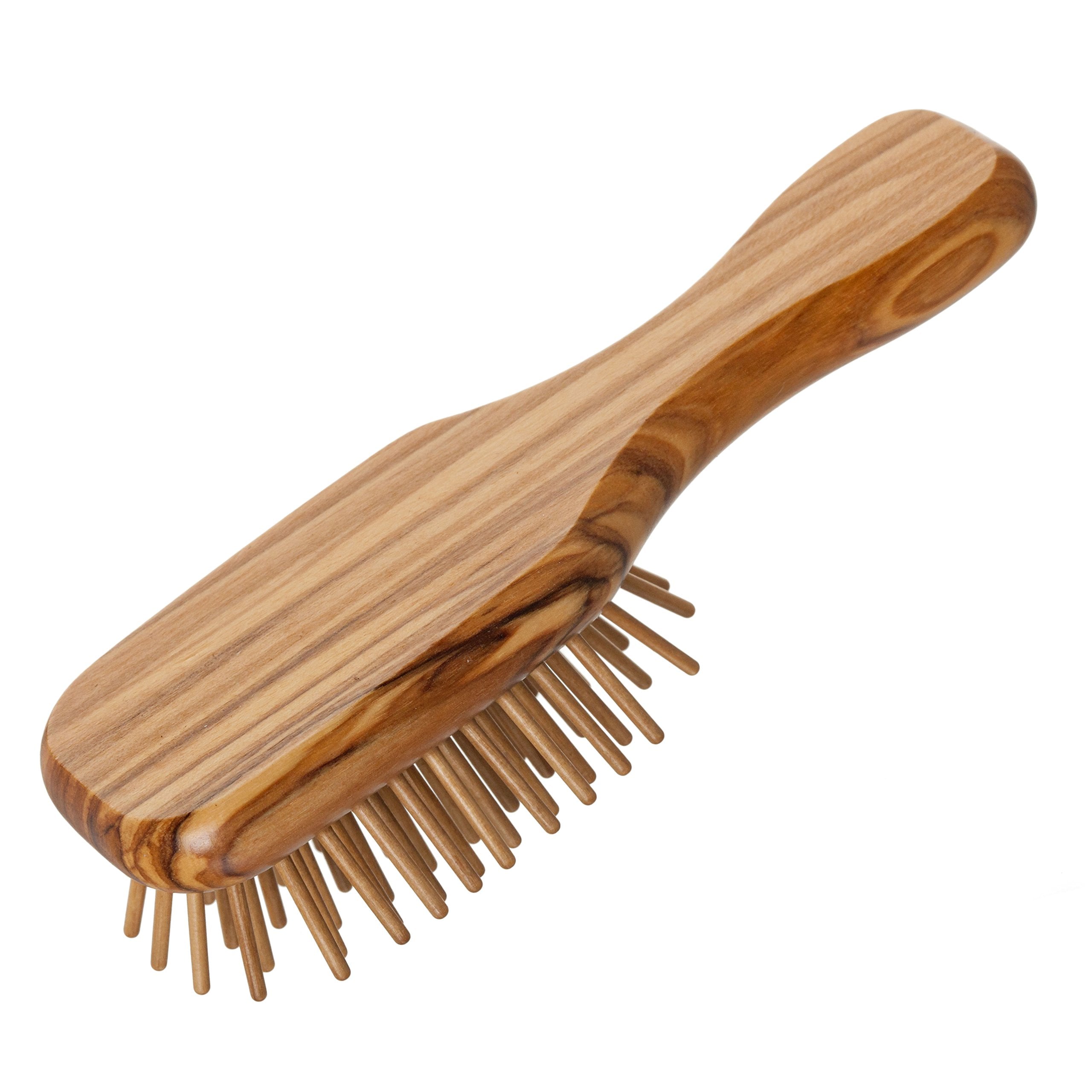 Redecker Walnut Pin Mini Pocket Hairbrush with Waxed Olive Wood Handle, 4-1/2-Inches