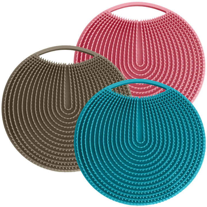 Scrubbi Buddi - Silicone Body Scrubber, Exfoliating Loofah with Handle, Body Brush, Gentle Body Scrubber, Scrubber for Sensitive Skin, Travel Body Scrub, Silicone Scrub Pet Friendly (Sky Blue)