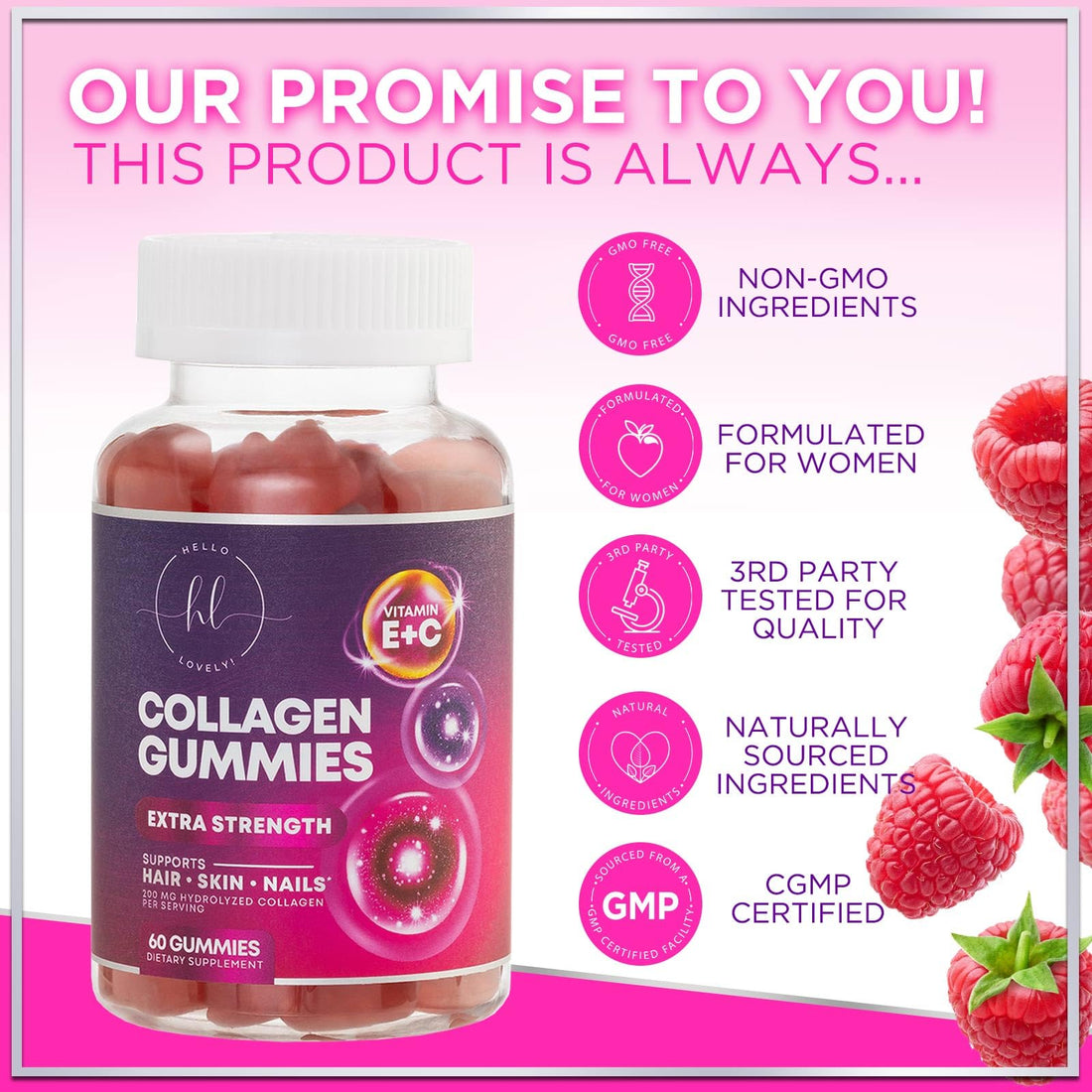 Collagen Peptides for Women - Collagen Gummy with Biotin for Hair, Skin, Nail, Bone & Joint Support, Extra Strength Hydrolyzed Collagen Peptides Supplement for Women & Men, Non-GMO - 60 Gummies