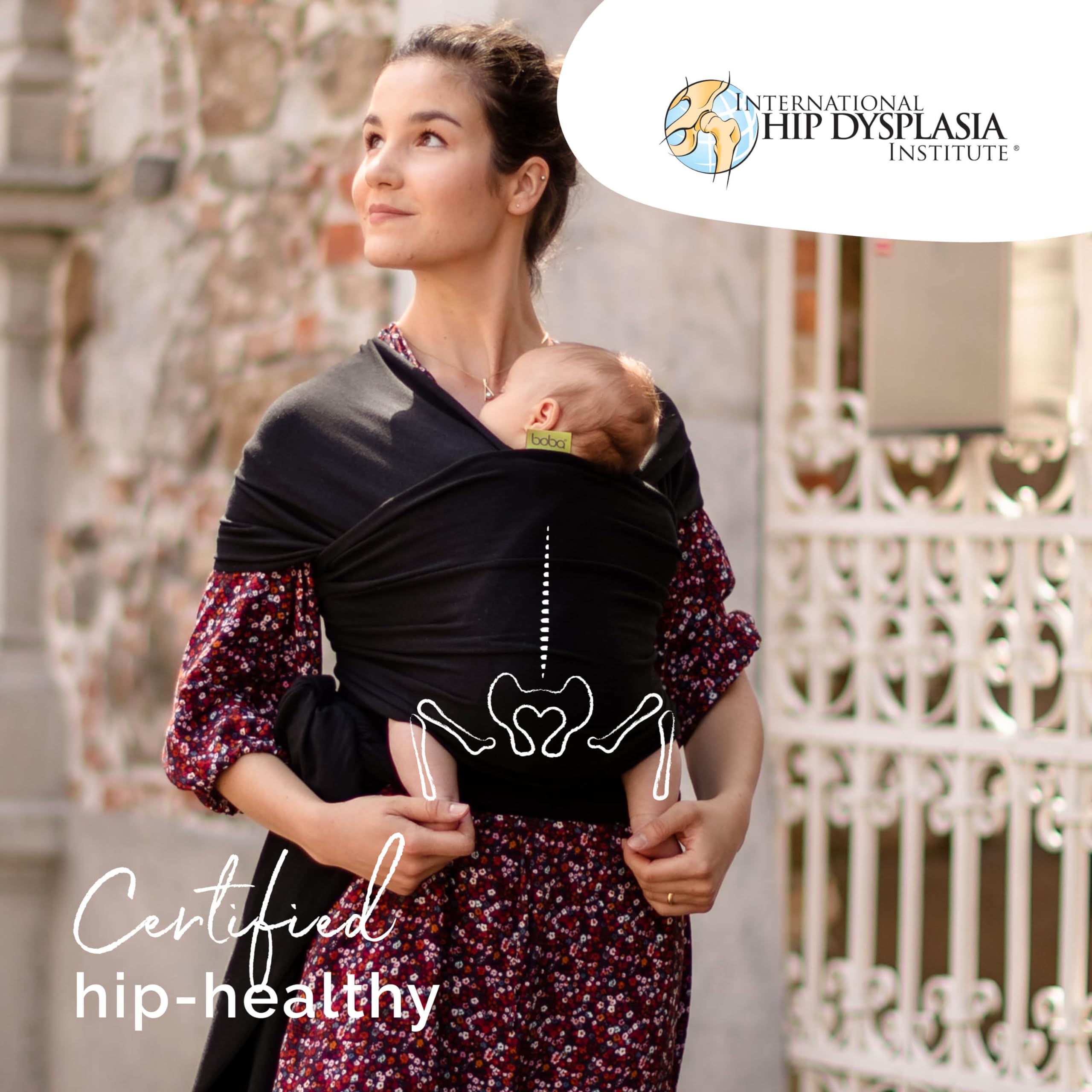 Boba Baby Wrap Carrier - Original Baby Carrier Wrap, Baby Sling for Newborns - Baby Wearing Essentials - Hands-Free Newborn Wrap Swaddle Holder, Newborn to Toddler Infant Baby Sling, 7-35 lbs (Black)