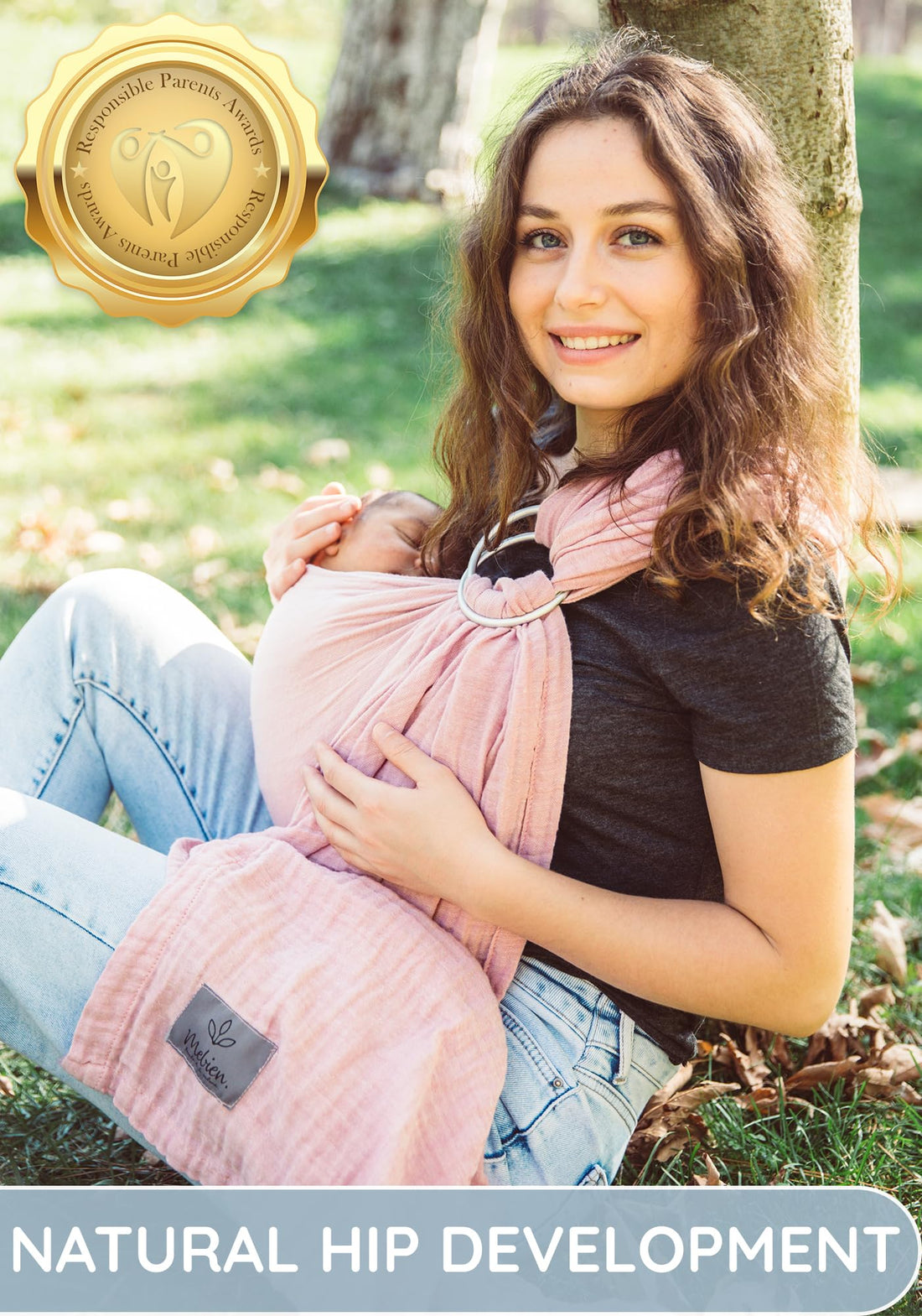 Ring Sling Baby Carrier 100% Cotton Muslin Front and Chest Newborn to Toddler Carrier and Baby Sling (Rose)