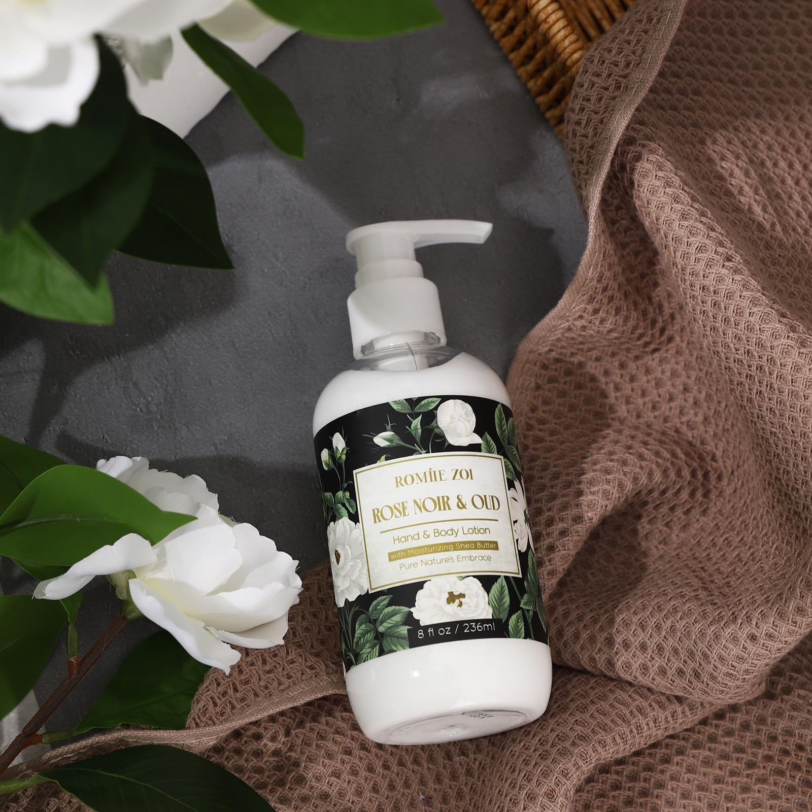 ROMIIE ZOI Daily Hand & Body Lotion with Moisturizing Shea Butter - Rose Noir & Oud - 236 ML / 8 FL OZ